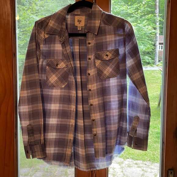 Billabong blue and white plaid button up. - Picture 1 of 3